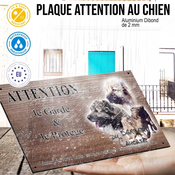 panneau attention au chien Collection de chiens Berger Caucasien avec arrière plan dégradé