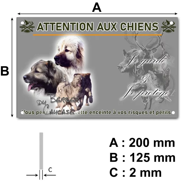 panneau Collection de chiens Berger Caucasien avec arrière plan dégradé