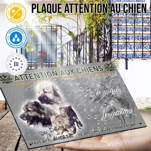 panneau Collection de chiens Berger Caucasien avec arrière plan dégradé