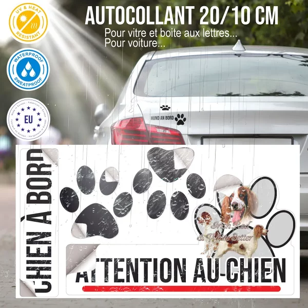 plaque chien de garde Irish Red and White Setter en portrait et entier