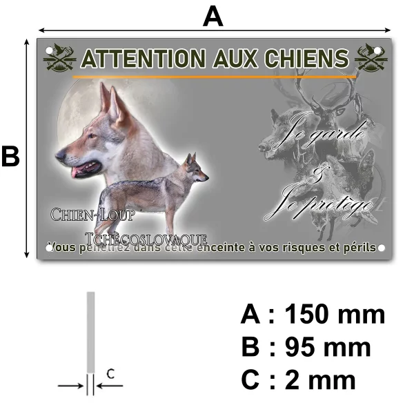 plaque Chien Loup Tchécoslovaque devant une pleine lune