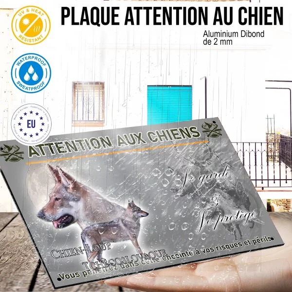 panneau Chien Loup Tchécoslovaque devant une pleine lune