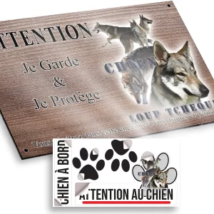 plaque attention au chien Illustrations d'un Chien Loup Tchèque en différentes poses