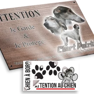 plaque attention au chien Visuel de Chart Polski avec trois chiens en différents angles.