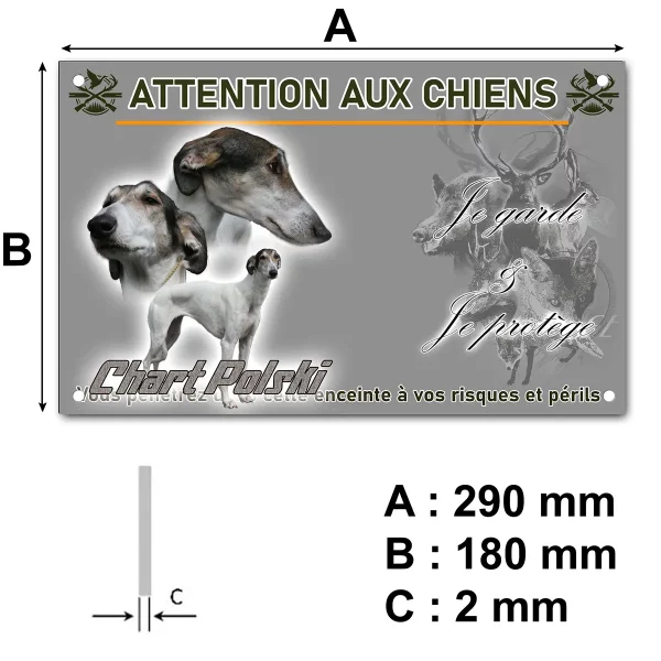 pancarte Visuel de Chart Polski avec trois chiens en différents angles.