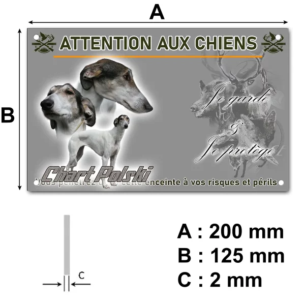 panneau Visuel de Chart Polski avec trois chiens en différents angles.