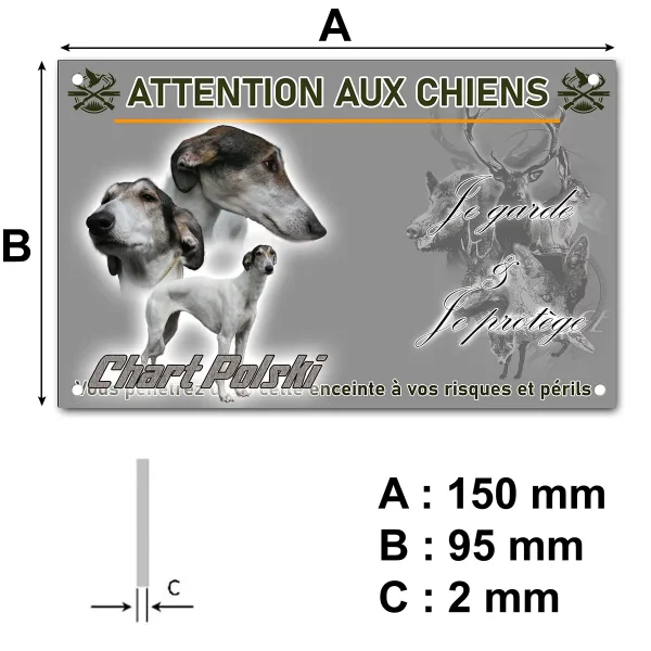 plaque Visuel de Chart Polski avec trois chiens en différents angles.