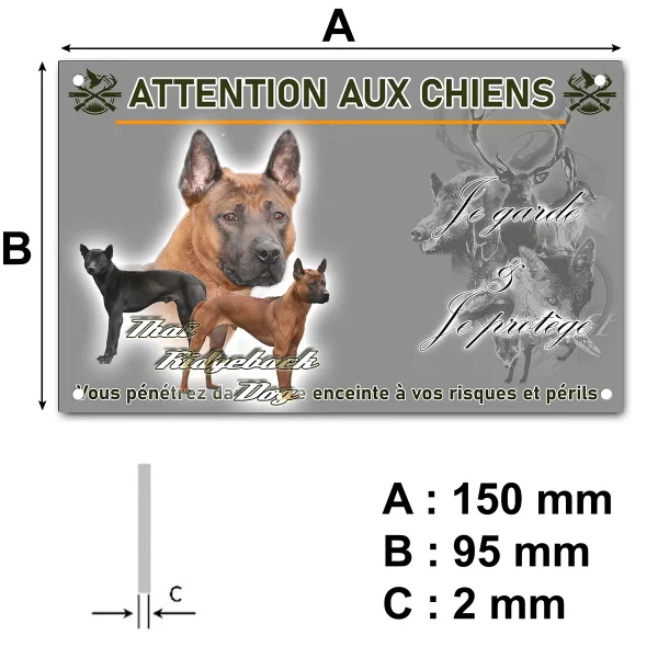 plaque Trois chiens Thai Ridgeback sur fond coloré