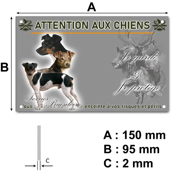 plaque Trois chiens Terrier Brasileiro en différents angles
