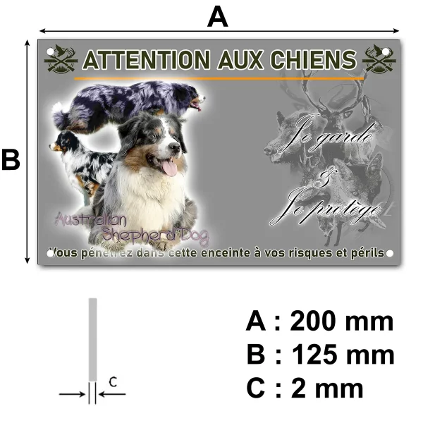 panneau Trois chiens de berger australien au profil varié