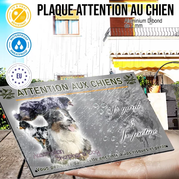 panneau Trois chiens de berger australien au profil varié