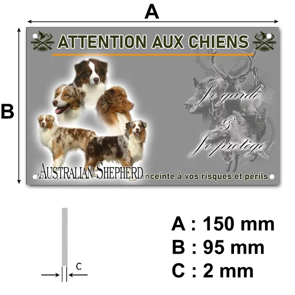 plaque Chien Australian Shepherd aux diverses couleurs.