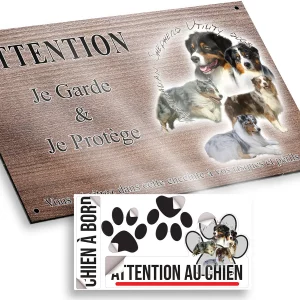 plaque attention au chien Compilation de chiens de race Australian Shepherd
