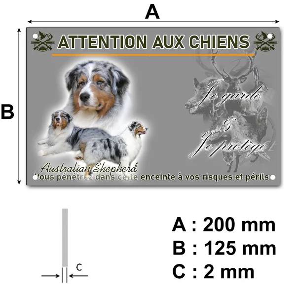 panneau Trois Australian Shepherds sur fond clair