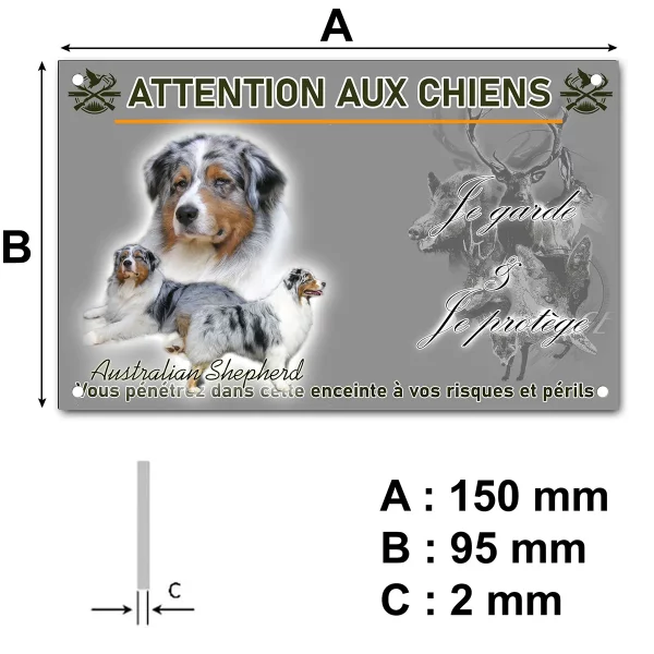 plaque Trois Australian Shepherds sur fond clair