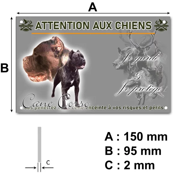 plaque Cane Corso dog portrait with text