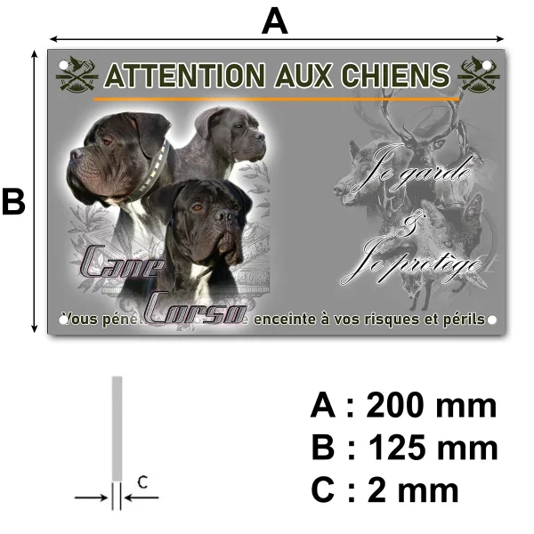 panneau Trois portraits de Cane Corso avec fond graphique.