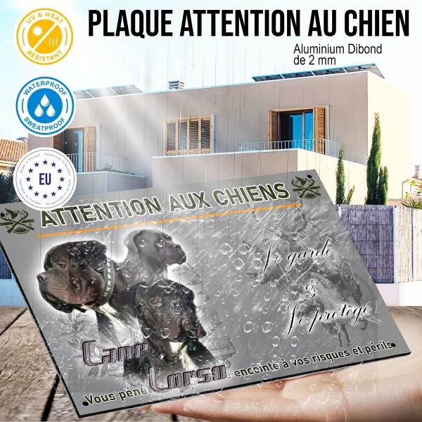 panneau Trois portraits de Cane Corso avec fond graphique.