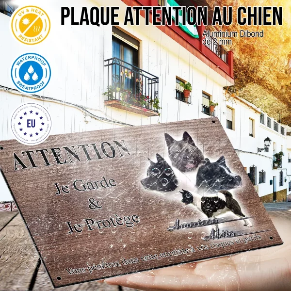 panneau attention au chien Collage d'American Akita avec plusieurs visages