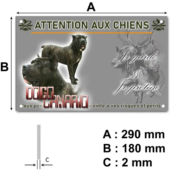 pancarte Dogo Canario avec vue de profil et de face