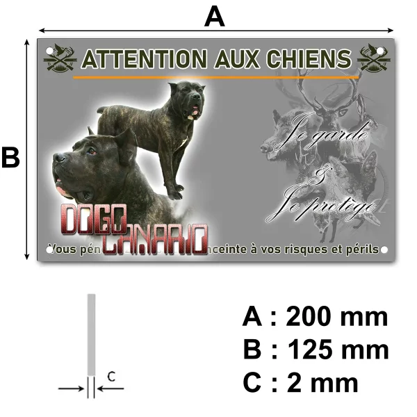 panneau Dogo Canario avec vue de profil et de face