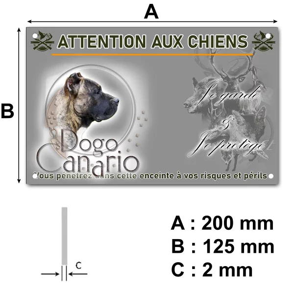 panneau Dogo Canario en profil avec un fond stylisé