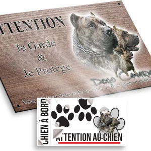 plaque attention au chien Visuel de Dogo Canario avec plusieurs chiens