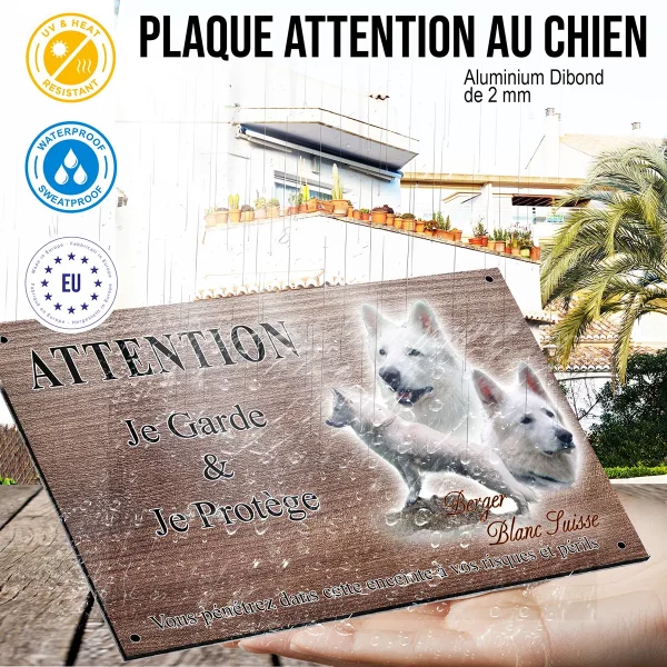 panneau attention au chien Bande d'images d'un Berger Blanc Suisse