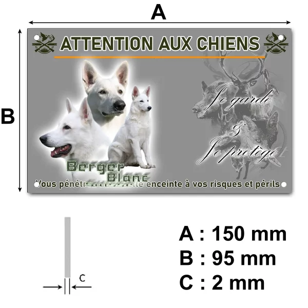 plaque Trois images de Berger Blanc Suisse sur fond transparent