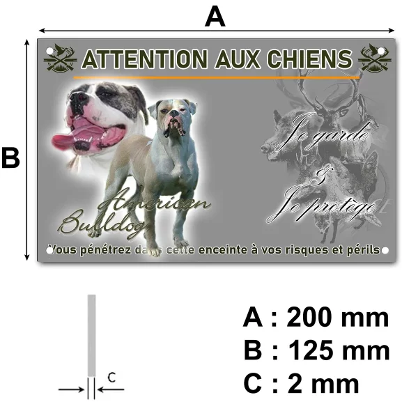 panneau Deux American Bulldogs dont un en entier et un en gros plan.