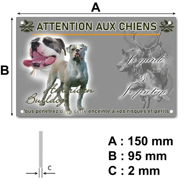 plaque Deux American Bulldogs dont un en entier et un en gros plan.