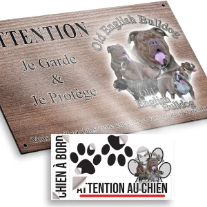 plaque attention au chien Collage de plusieurs Old English Bulldogs