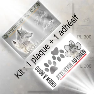 pancarte metalique Image de deux loups avec le mot 'WOLF'