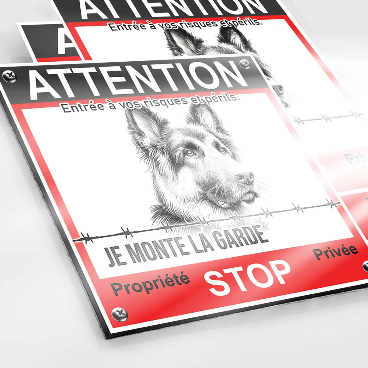 Attention Au Chien Original plaque de signalisation avec un berger allemand.