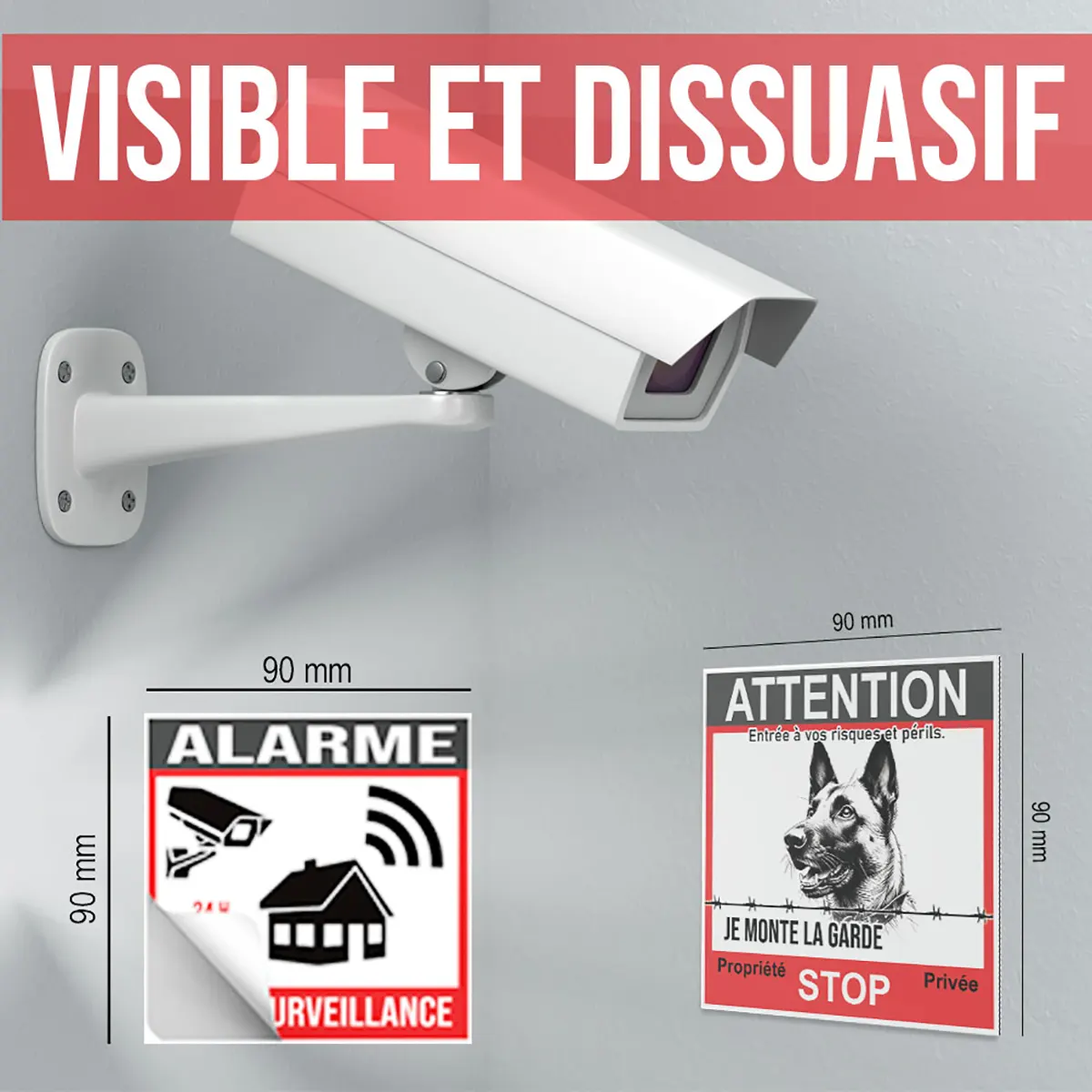 Panneau Chien Portail avec Malinois indiquant la surveillance et l'alarme