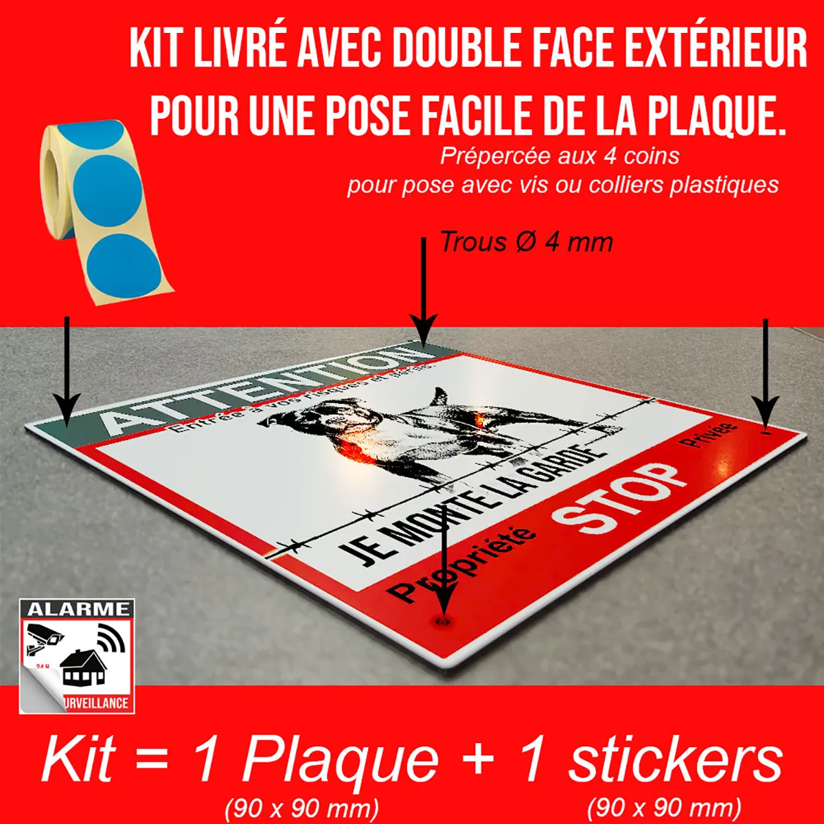 Pancarte Attention Au Chien Mordant indiquant un Amstaff.