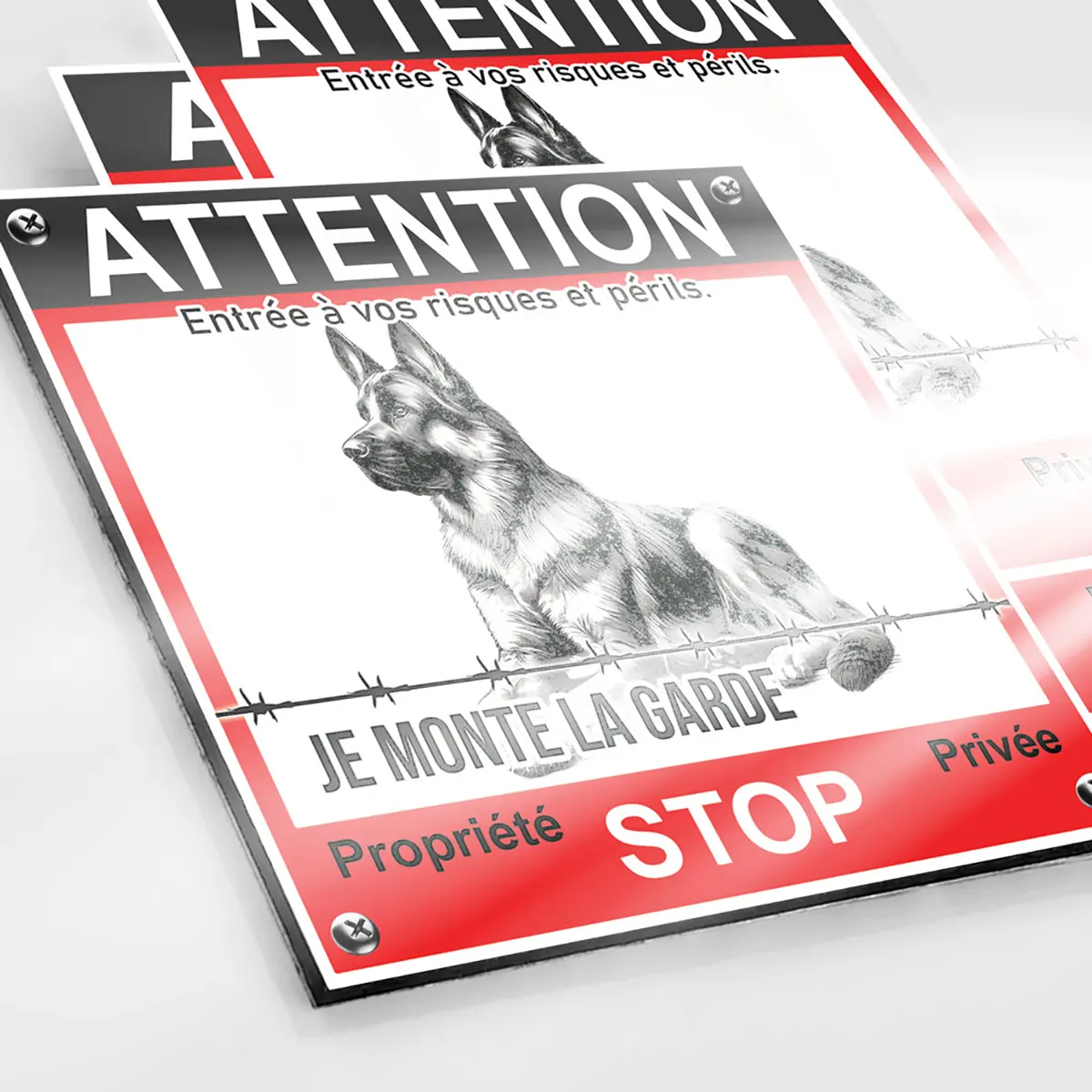 Attention Au Chien De Protection plaque avec un Berger Allemand