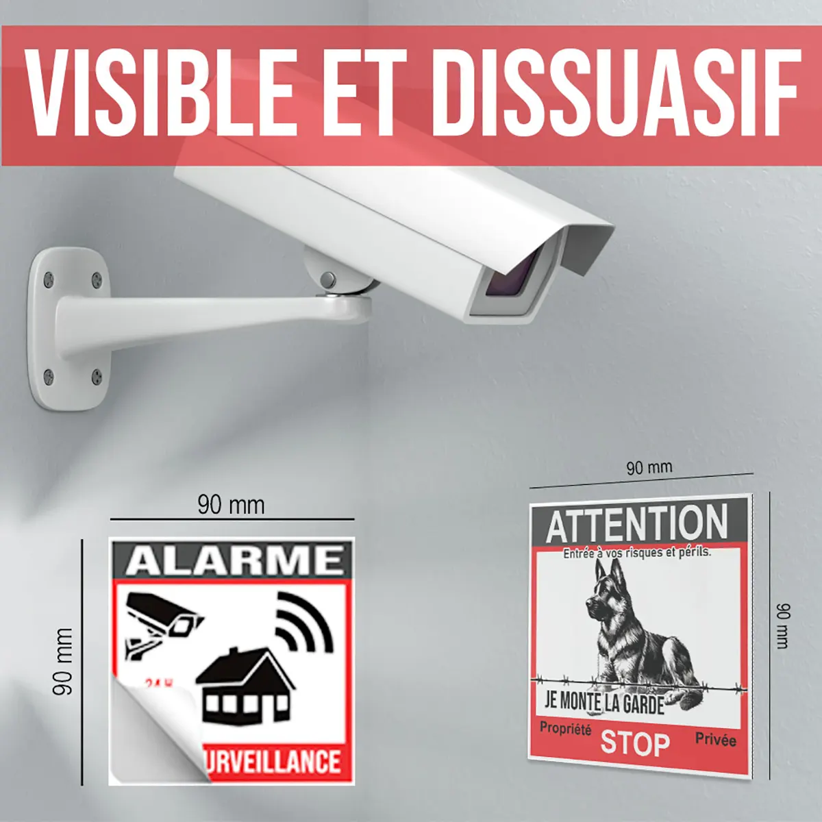 Panneau Chien De Protection avec illustration d'un Berger Allemand de Garde.