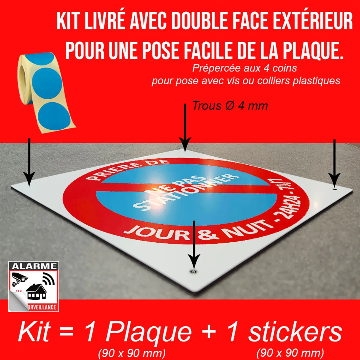 Pancartes Interdit De Stationner avec signalisation claire et kit de pose inclus.