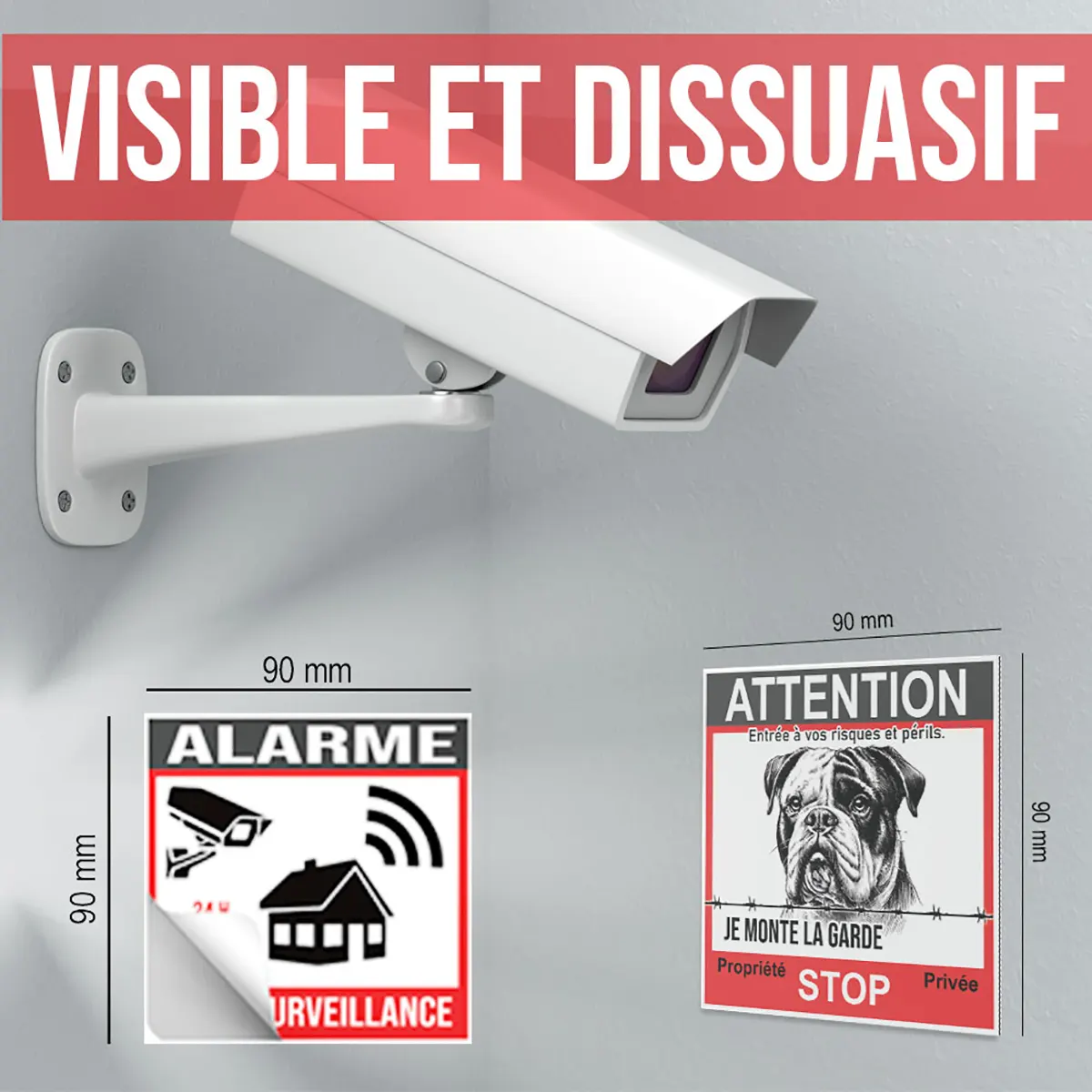 Panneau Chien Méchants avec un Bouledogue sur fond de sécurité