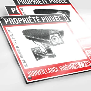 Plaque Propriété Privée avec illustration de caméra de surveillance