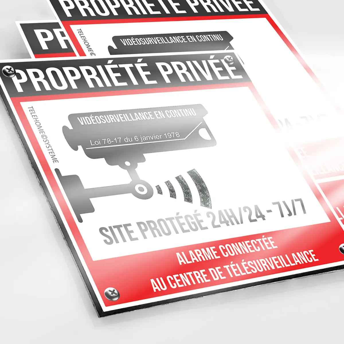 Plaque Alarme Sirène pour propriété privée