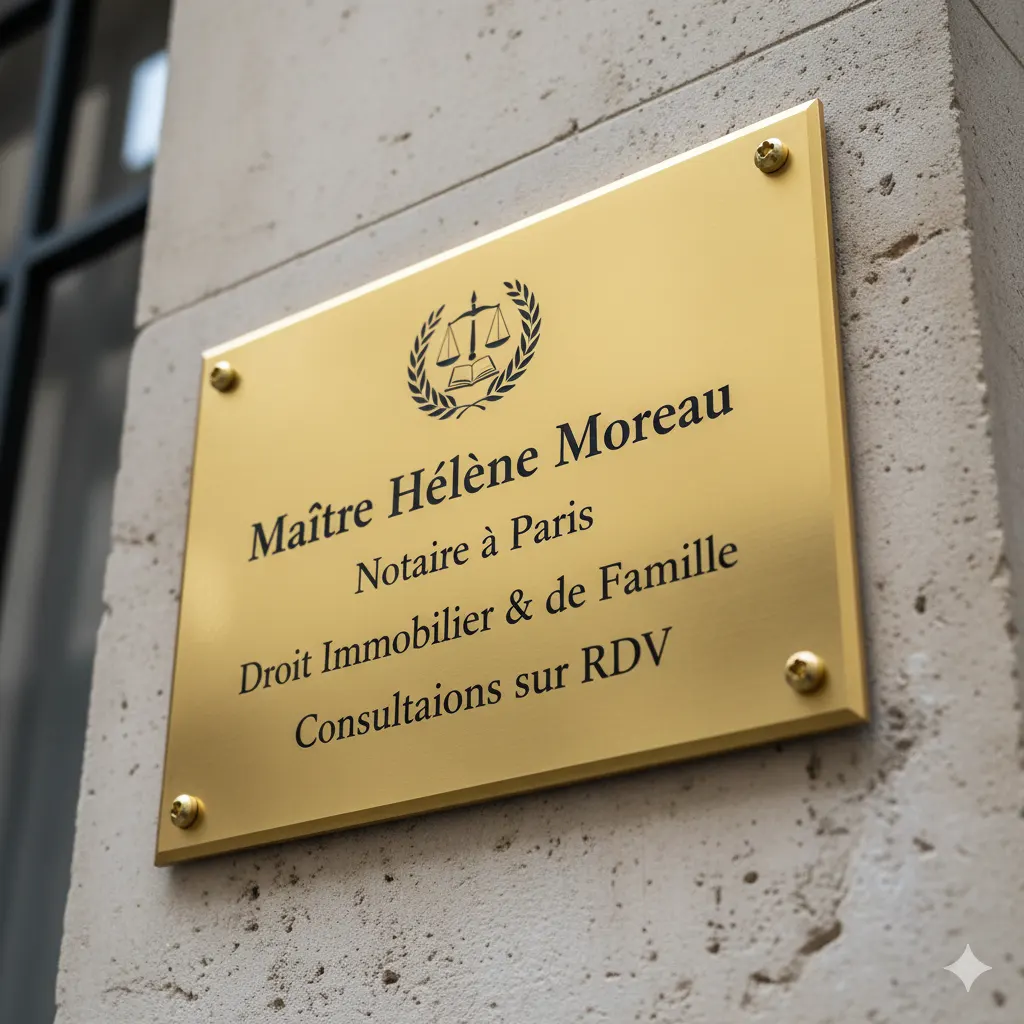 Plaque en dibond miroir or pour notaire