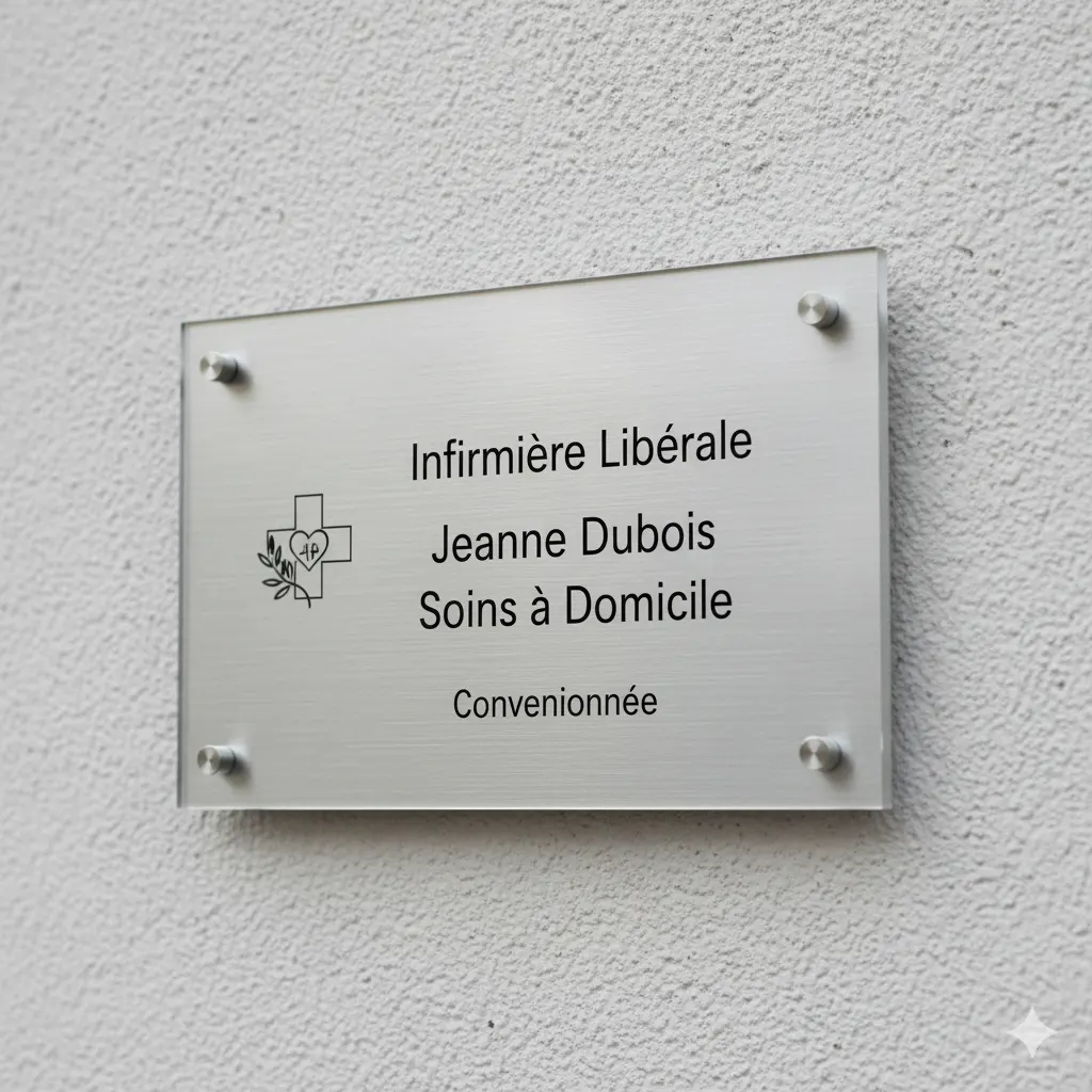 Plaque plexi professionnelle pour infirmières libérales