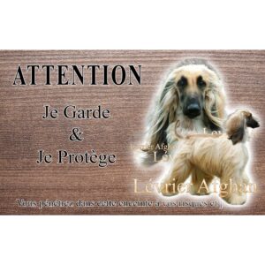 Panneau attention au chien Lévrier Afghan  - Métal - Haute qualité