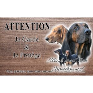 Panneau attention au chien -black-and-tan-coonhound  - Métal - Haute qualité